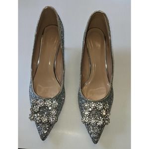 Crystal Buckle Glitter Kitten Heel Size 42